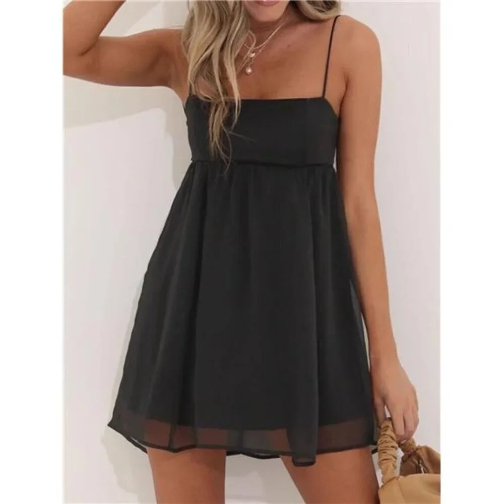 Tie Back Spaghetti Strap Mini Dress